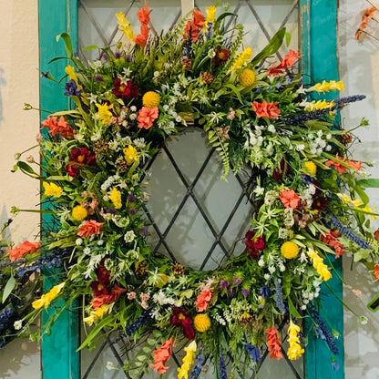 Spring Artificial Flower Wreath Wildflower Floral