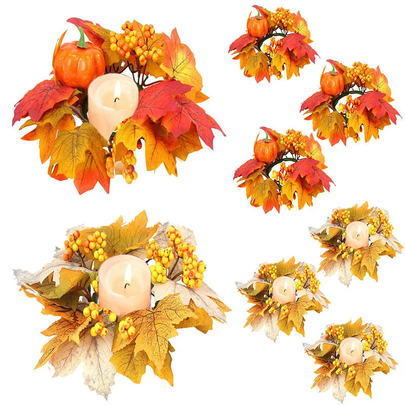 Artificial Maple Leaf Wreath Berry Pumpkin Wreath