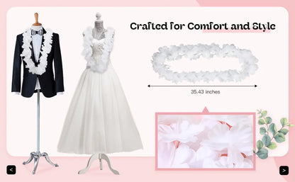 48Pcs White Flower Leis Luau Hawaiian Beach Wedding