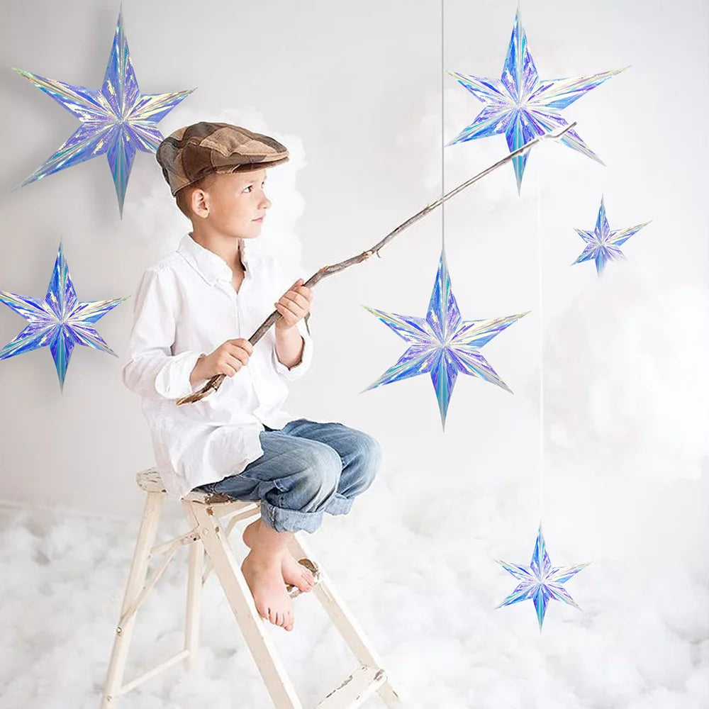 Iridescent Shiny Rainbow Honeycomb Snowflake