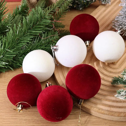6cm Wine Red Velvet Christmas Balls for Xmas Tree