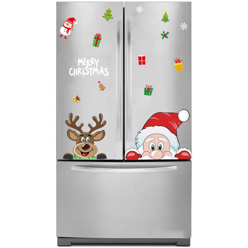 Christmas Window Glass Decal Santa Claus Snowflake