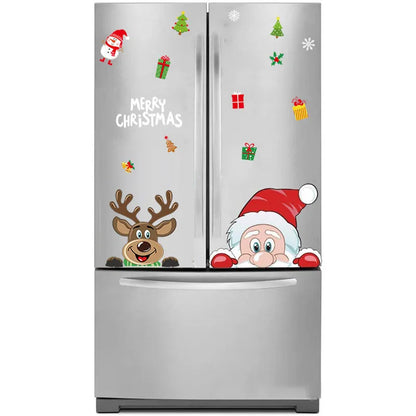 Christmas Window Glass Decal Santa Claus Snowflake