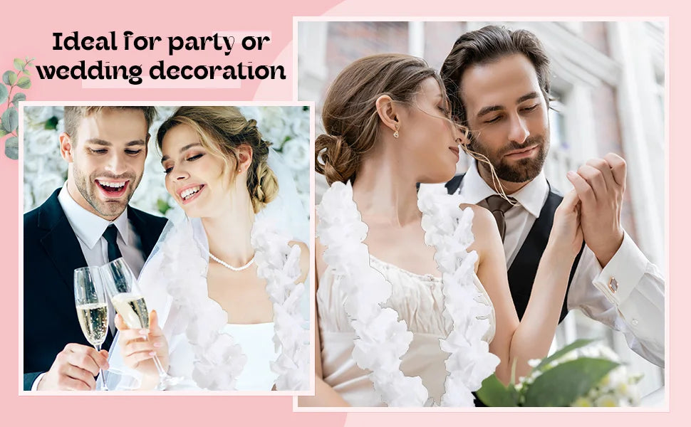 48Pcs White Flower Leis Luau Hawaiian Beach Wedding