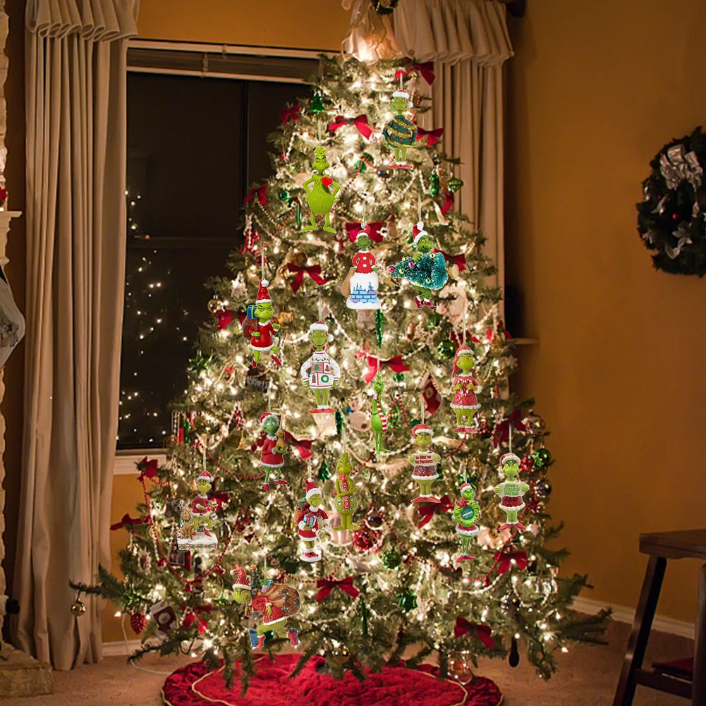 2D Acrylic Paper Christmas Tree Green Monsters