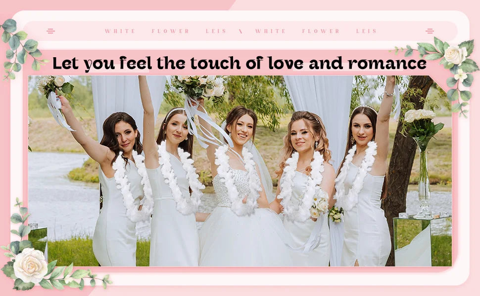 48Pcs White Flower Leis Luau Hawaiian Beach Wedding