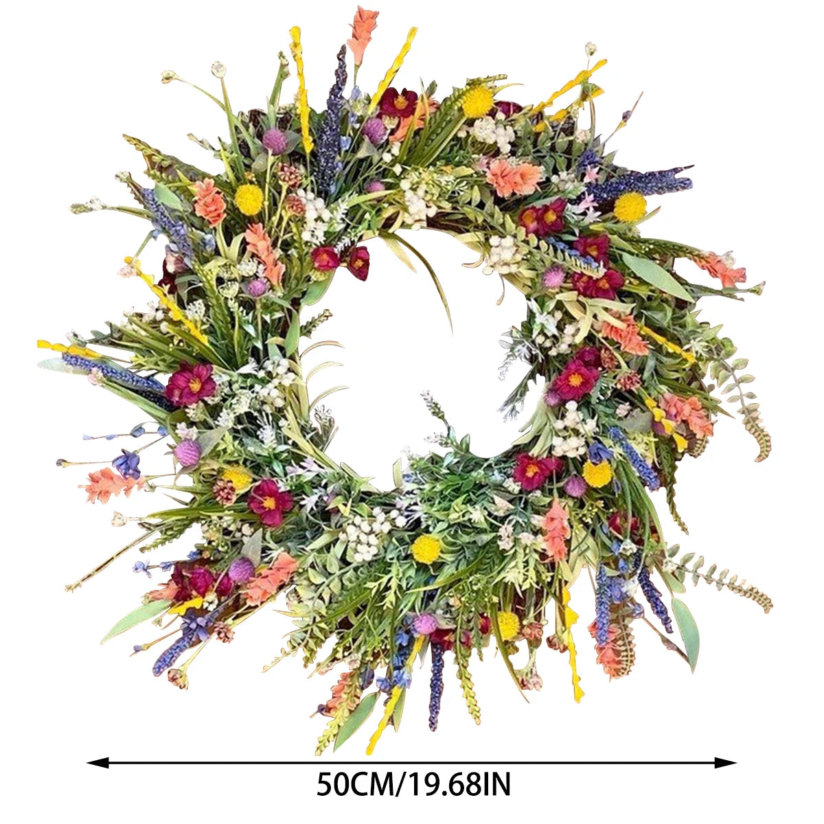 Spring Artificial Flower Wreath Wildflower Floral