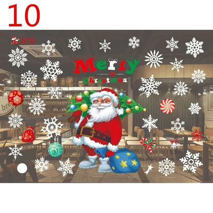 Christmas Window Glass Decal Santa Claus Snowflake