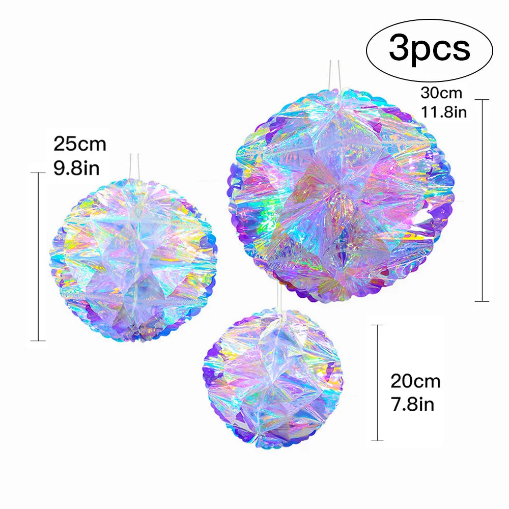 Iridescent Shiny Rainbow Honeycomb Snowflake