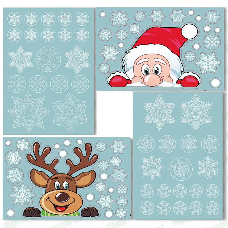 Christmas Window Glass Decal Santa Claus Snowflake