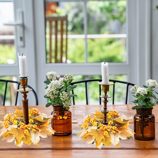 Artificial Maple Leaf Wreath Berry Pumpkin Wreath