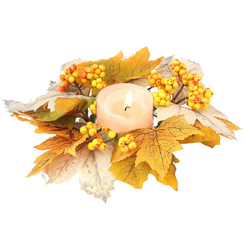 Artificial Maple Leaf Wreath Berry Pumpkin Wreath