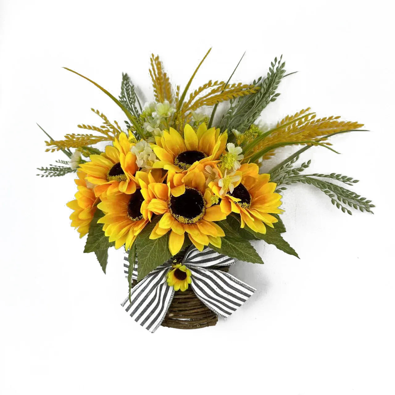 Artificial Flower Wreath Spring Summer Wildflowers Door