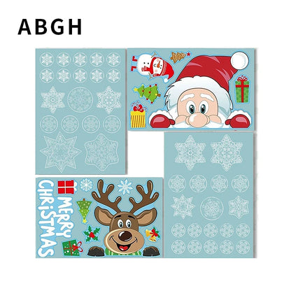 Christmas Window Glass Decal Santa Claus Snowflake