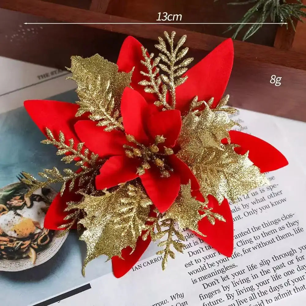 1~20Pcs Glitter Artifical Christmas Flowers Mreey
