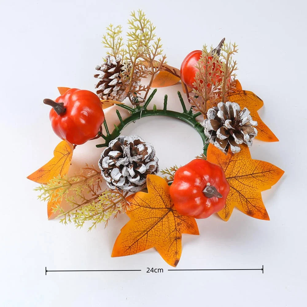 Artificial Maple Leaf Wreath Berry Pumpkin Wreath
