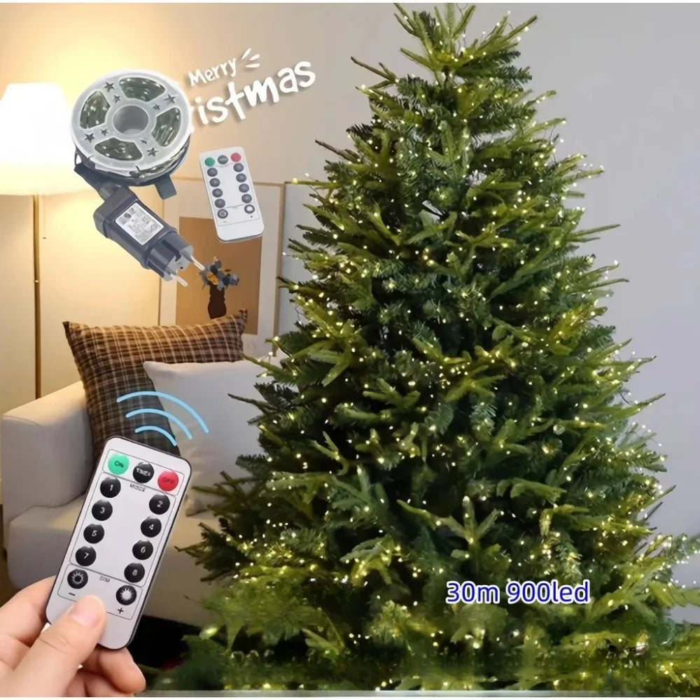 220V EU Plug 30M/50M/75M LED Tree Firecracker Copper