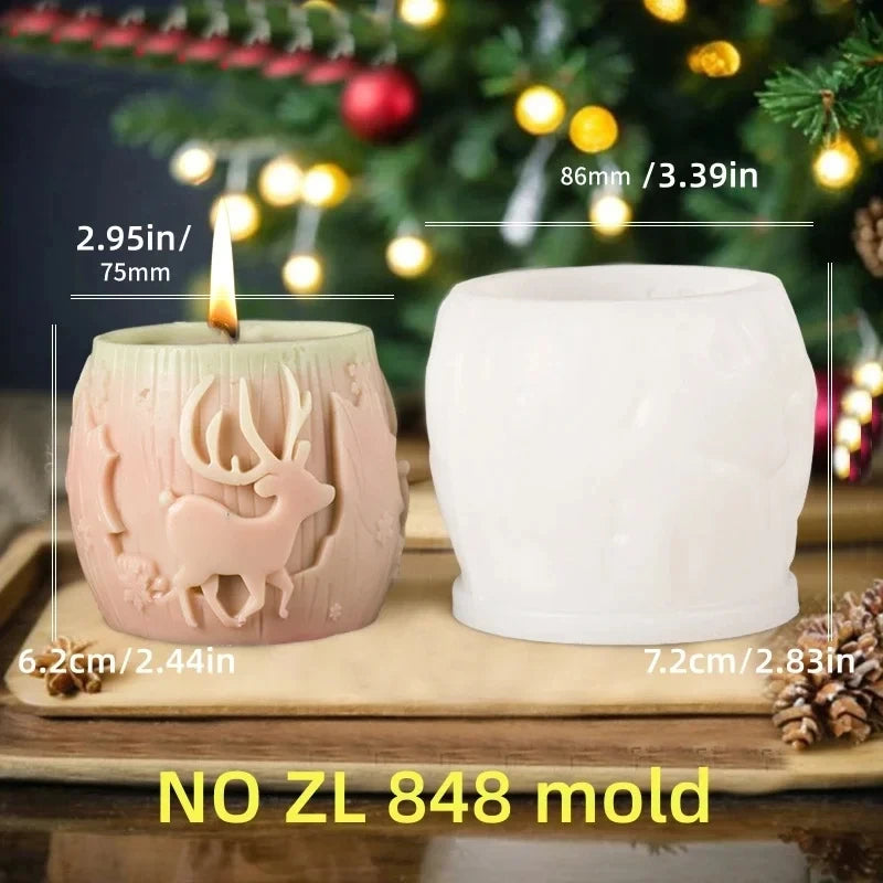 Santa Claus carrying gift relief cylindrical candle silicone