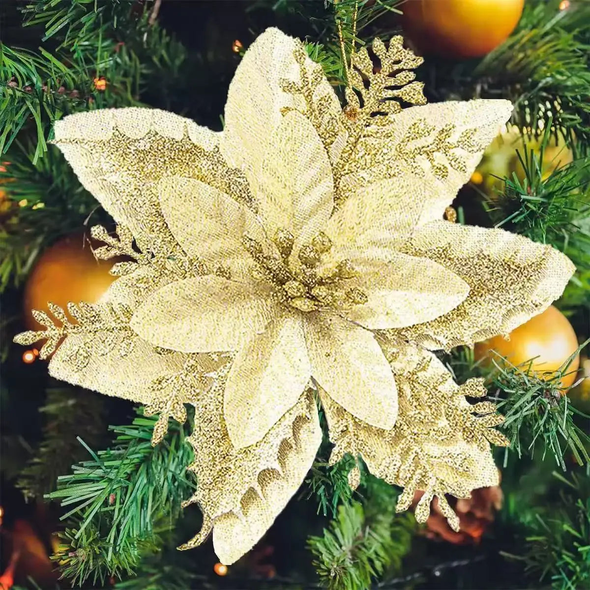 1~20Pcs Glitter Artifical Christmas Flowers Mreey