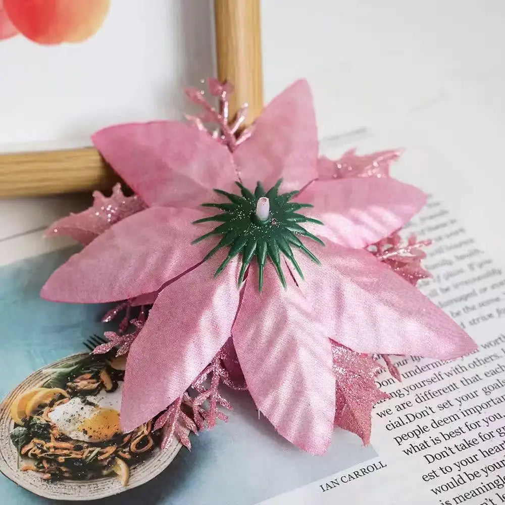 1~20Pcs Glitter Artifical Christmas Flowers Mreey