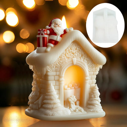 Santa Claus carrying gift relief cylindrical candle silicone