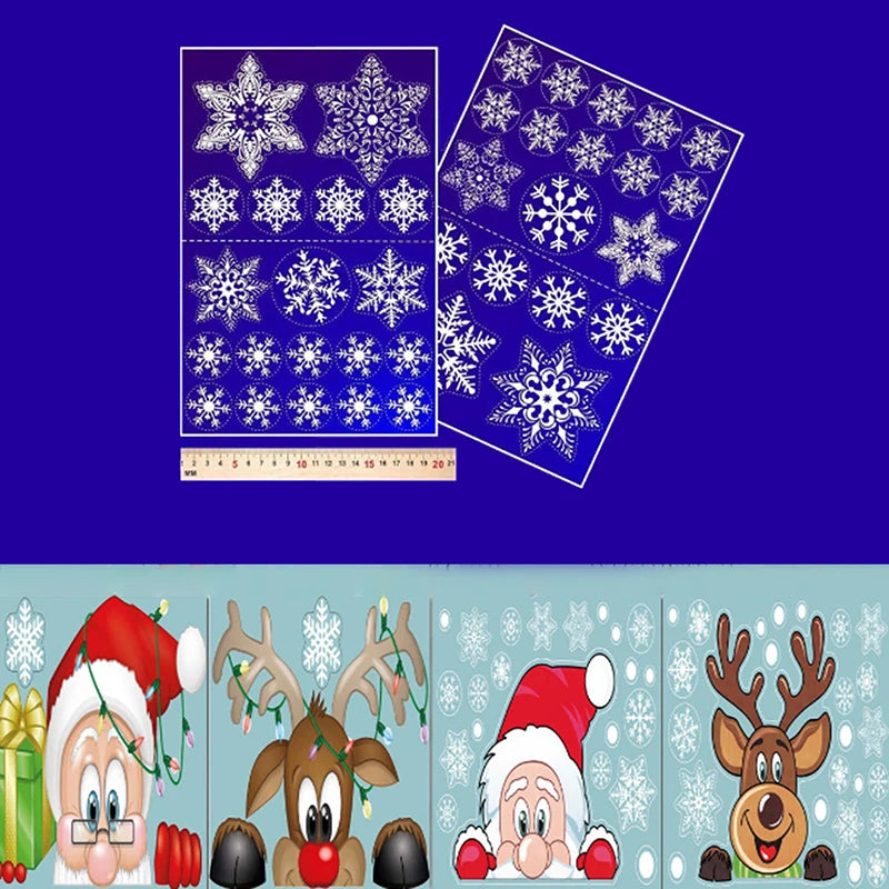 Christmas Window Glass Decal Santa Claus Snowflake