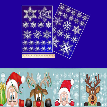 Christmas Window Glass Decal Santa Claus Snowflake