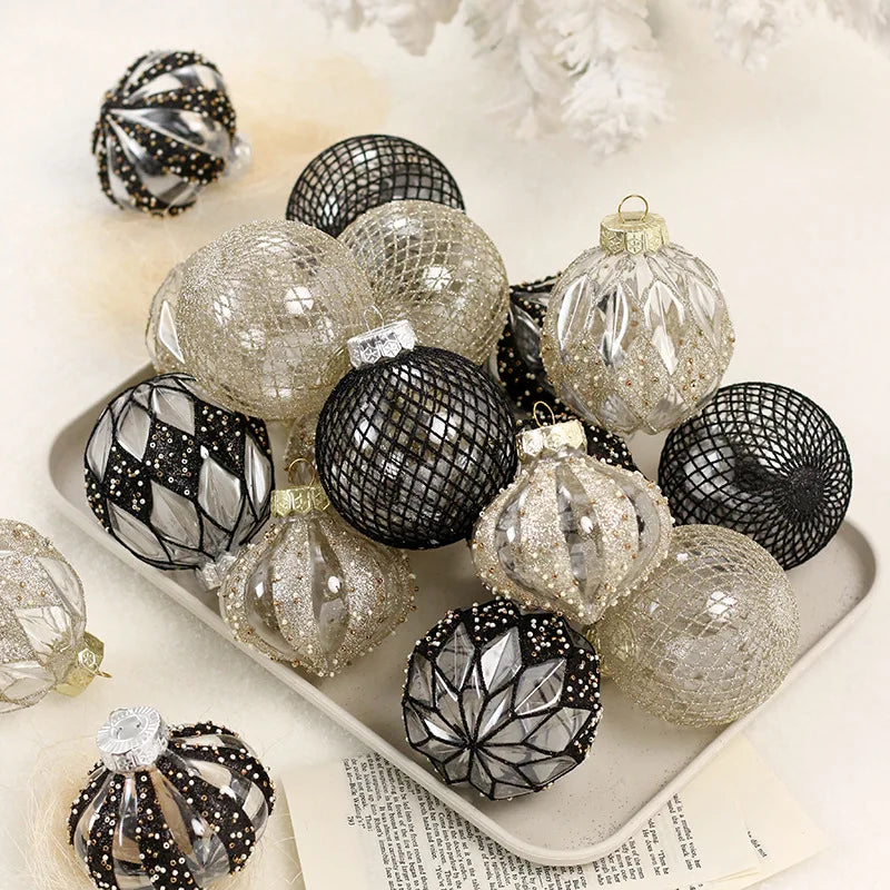 Clear Christmas Balls Ornaments Set 9Pcs 3.15