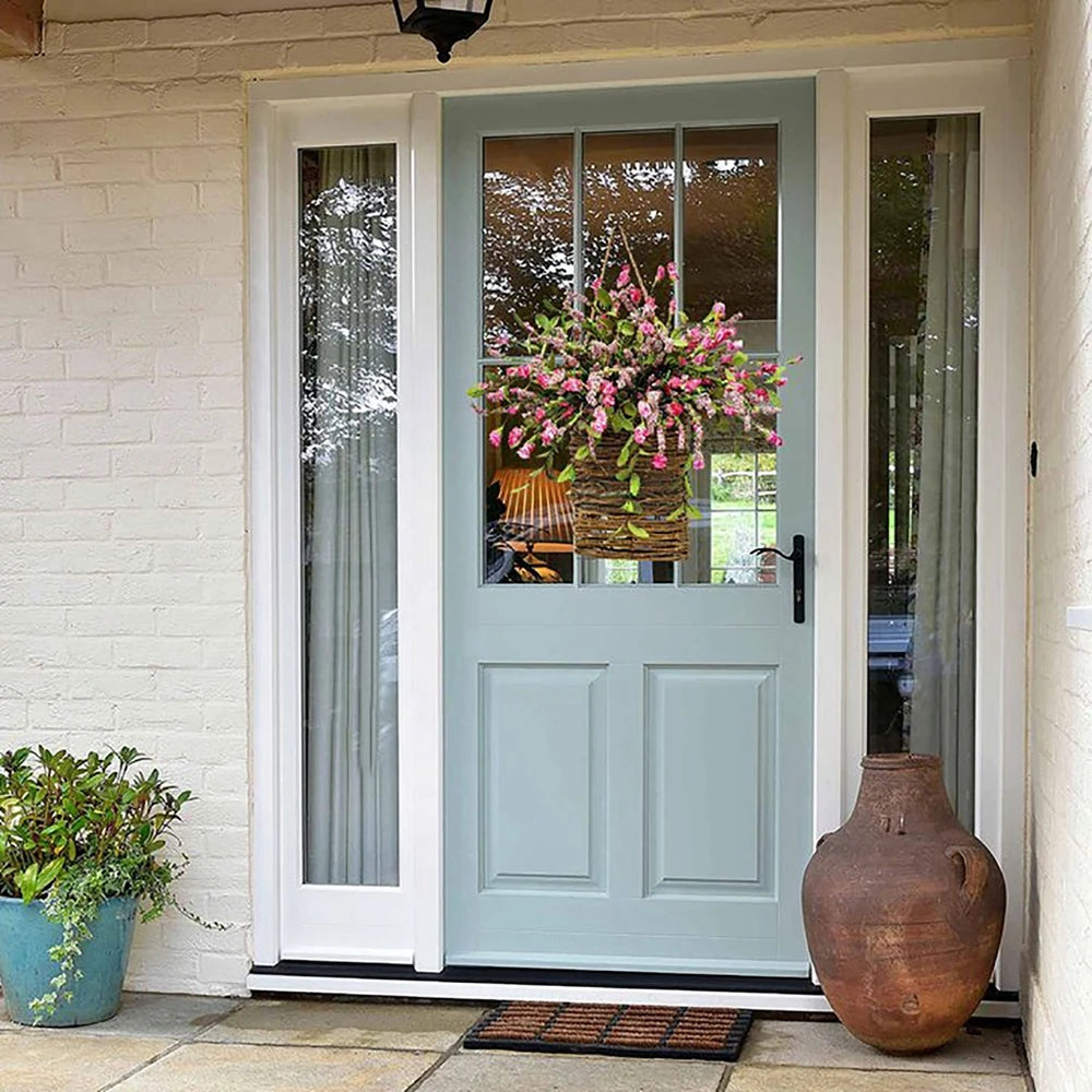 Artificial Flower Wreath Spring Summer Wildflowers Door