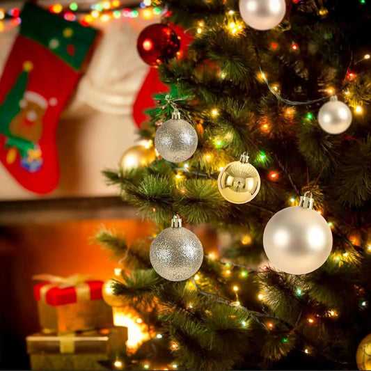 Christmas Balls Ornaments 24Pcs Red Colorful