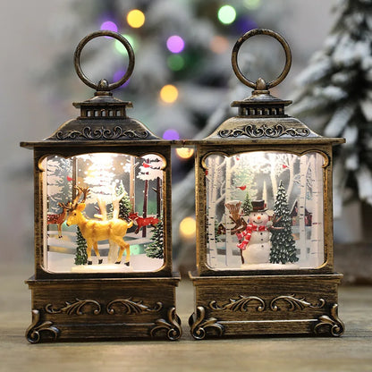 Lighted Christmas Snow Globe Lantern Battery