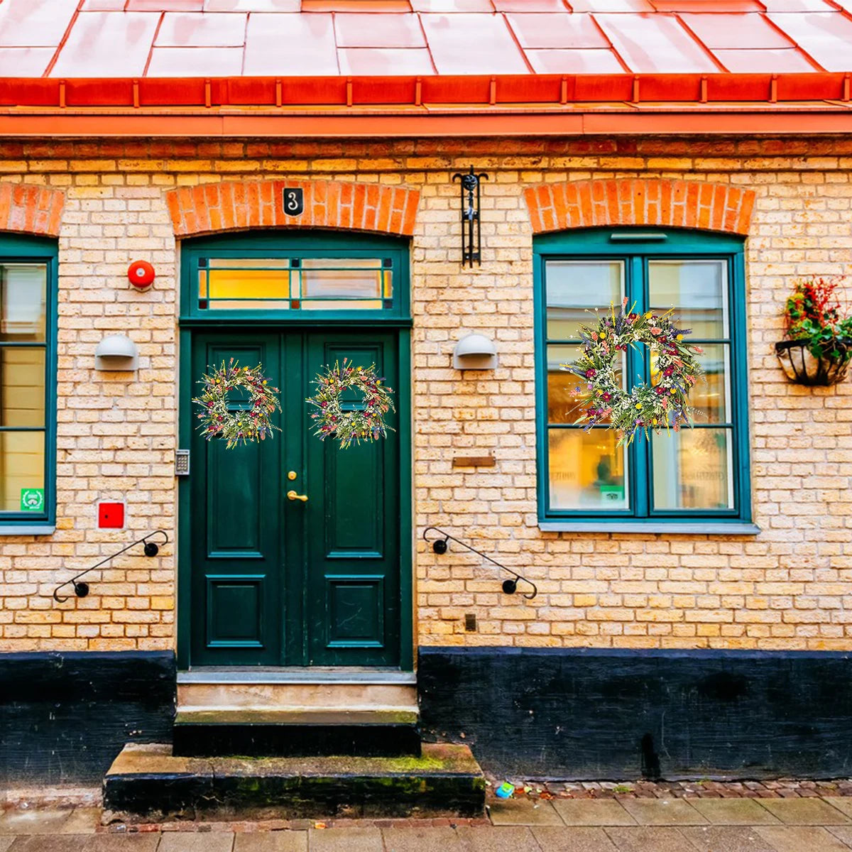 Spring Artificial Flower Wreath Wildflower Floral