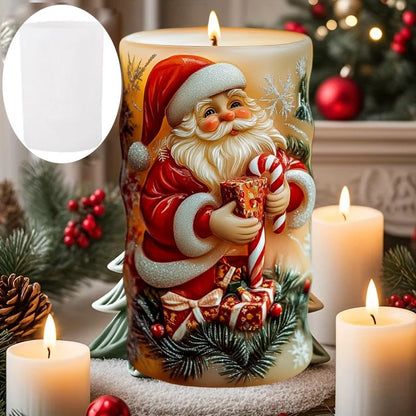 Santa Claus carrying gift relief cylindrical candle silicone