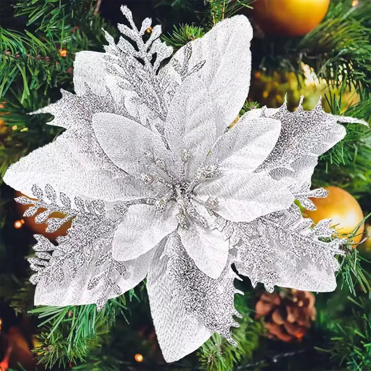 1~20Pcs Glitter Artifical Christmas Flowers Mreey