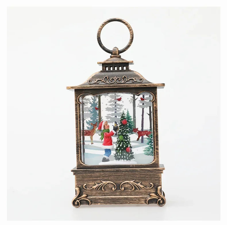 Lighted Christmas Snow Globe Lantern Battery