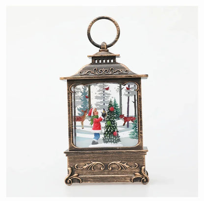 Lighted Christmas Snow Globe Lantern Battery