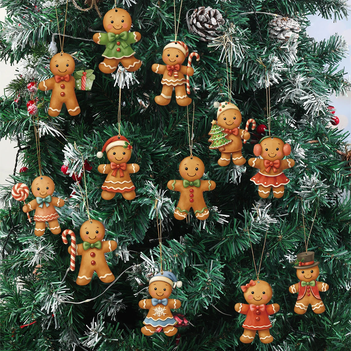 Christmas Wooden Gingerbread Man Pendant Merry