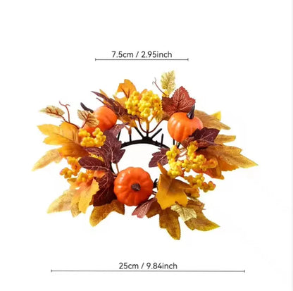 Artificial Maple Leaf Wreath Berry Pumpkin Wreath