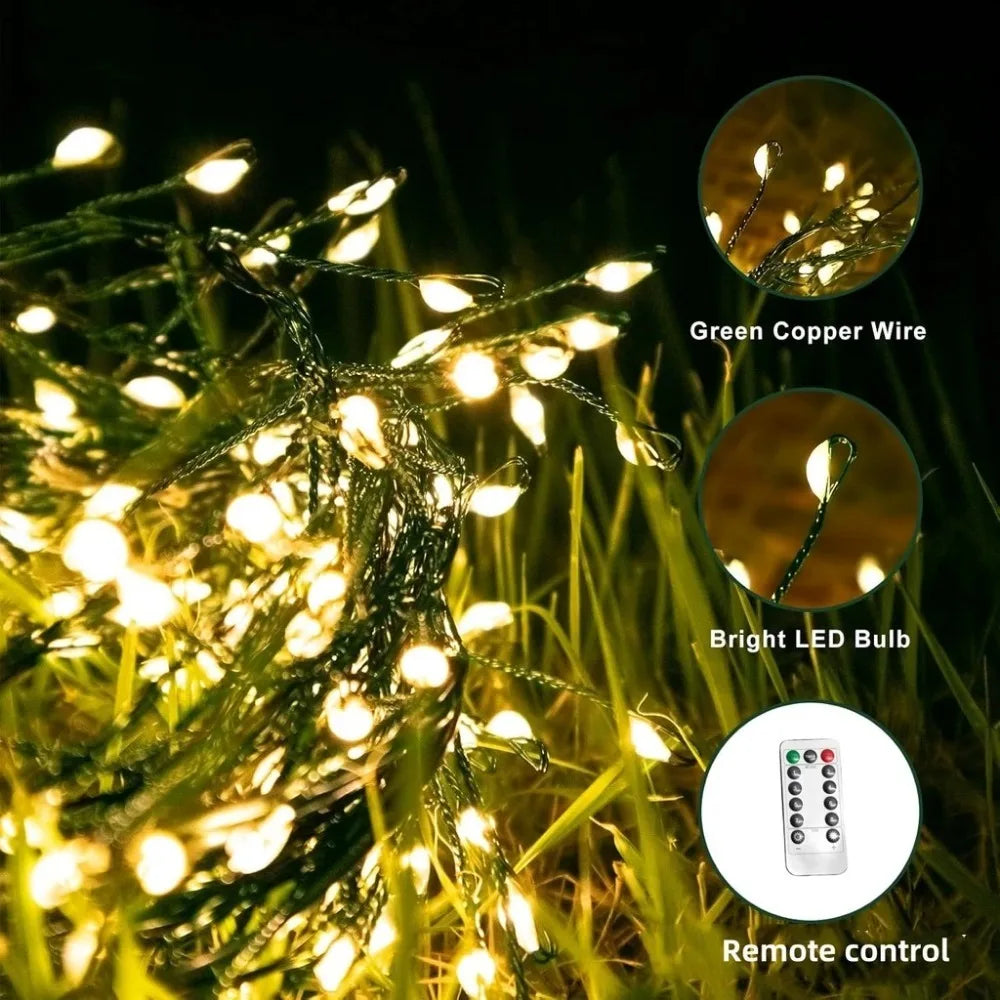 220V EU Plug 30M/50M/75M LED Tree Firecracker Copper