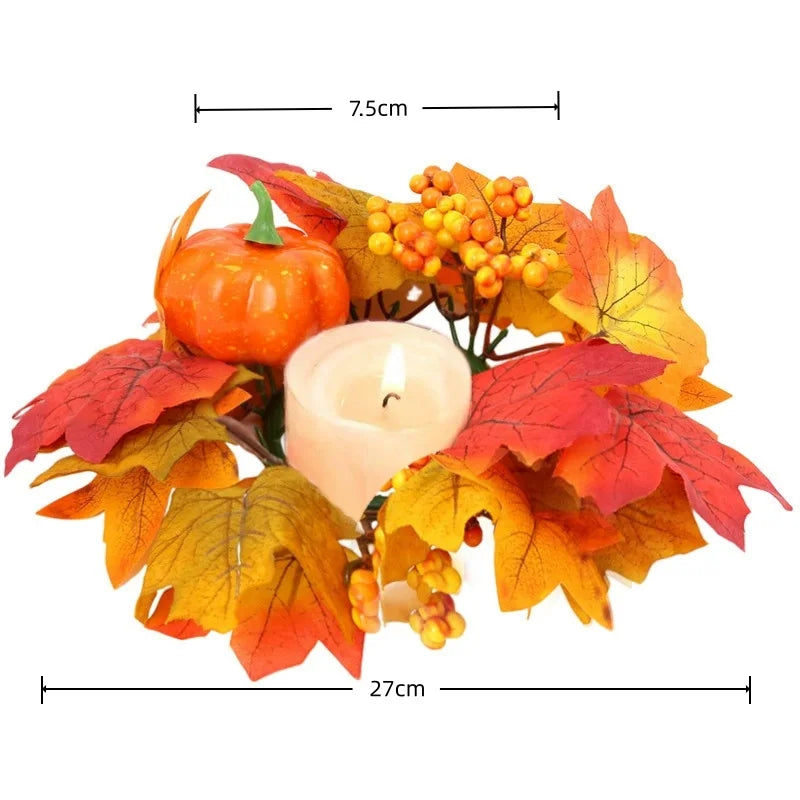 Artificial Maple Leaf Wreath Berry Pumpkin Wreath
