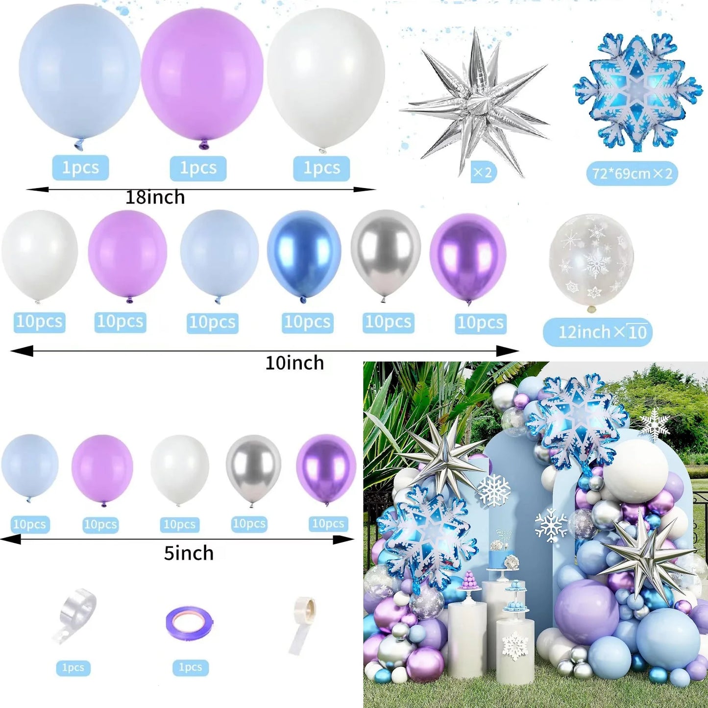 Flash Snowflake Elsa Frozen Arche Ballon Anniversaire