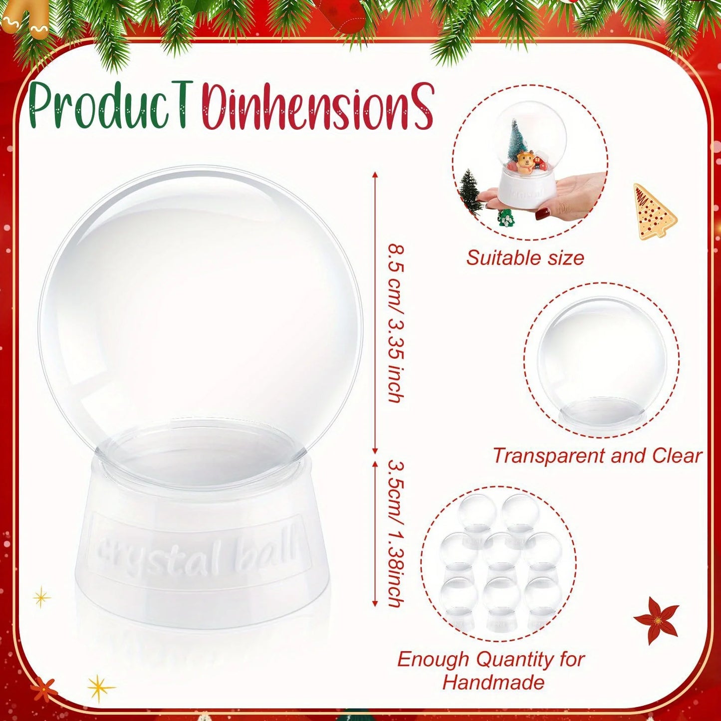DIY Snow Globe Kit Clear Plastic Christmas Snowman