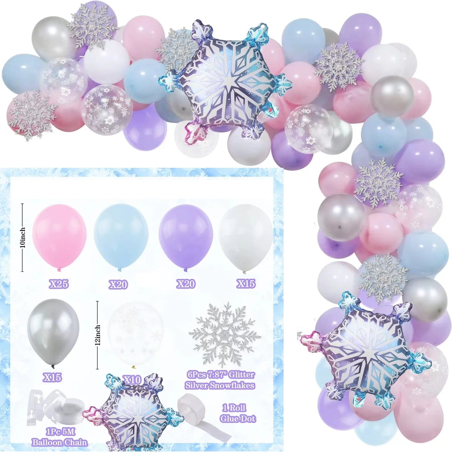 Flash Snowflake Elsa Frozen Arche Ballon Anniversaire