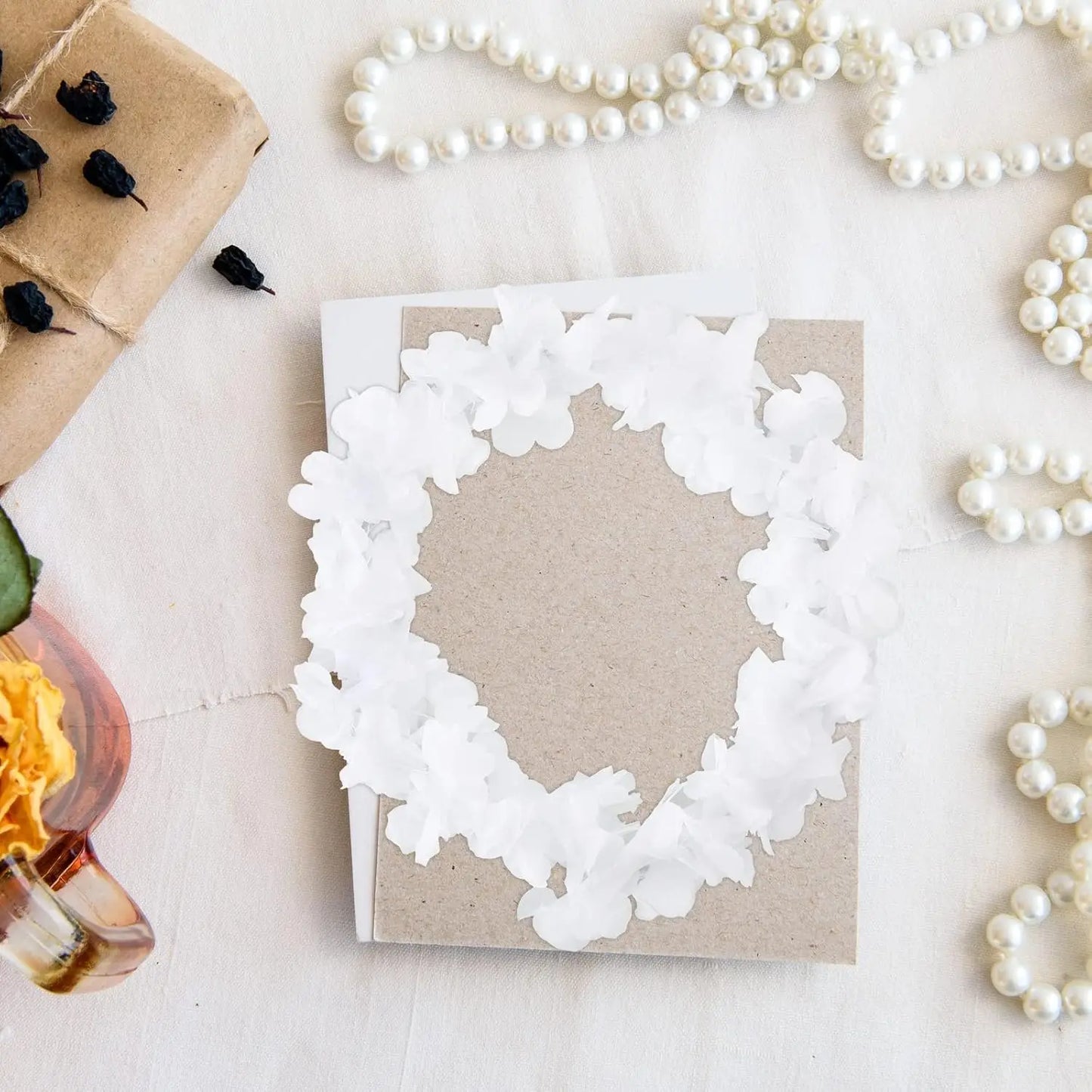 48Pcs White Flower Leis Luau Hawaiian Beach Wedding