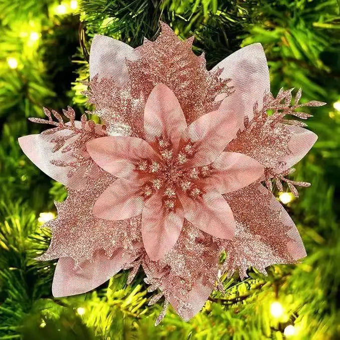 1~20Pcs Glitter Artifical Christmas Flowers Mreey