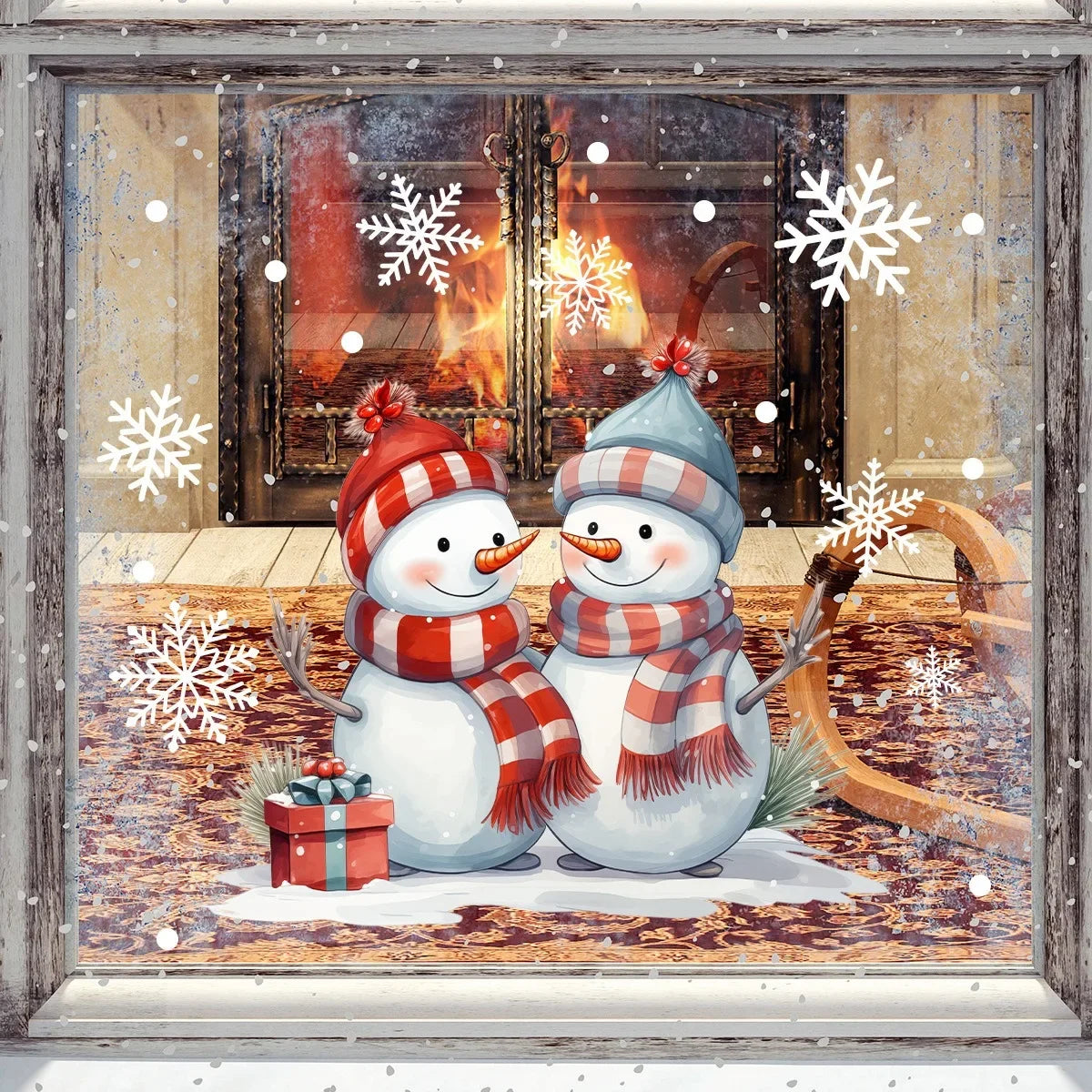 Christmas Snowman Window Sticker Xmas Cartoon