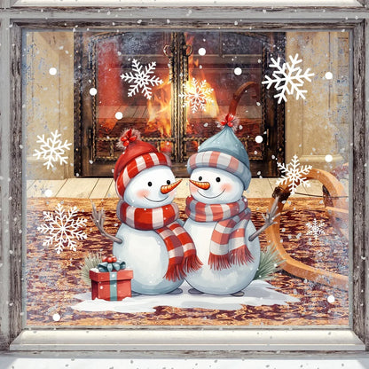 Christmas Snowman Window Sticker Xmas Cartoon