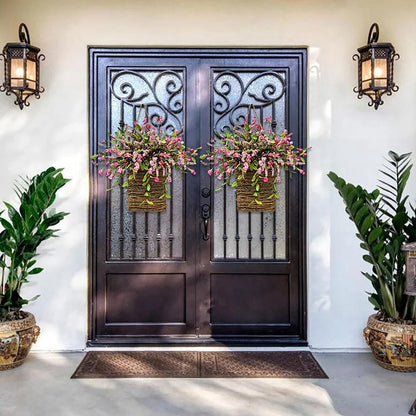 Artificial Flower Wreath Spring Summer Wildflowers Door