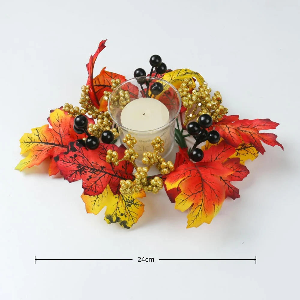 Artificial Maple Leaf Wreath Berry Pumpkin Wreath
