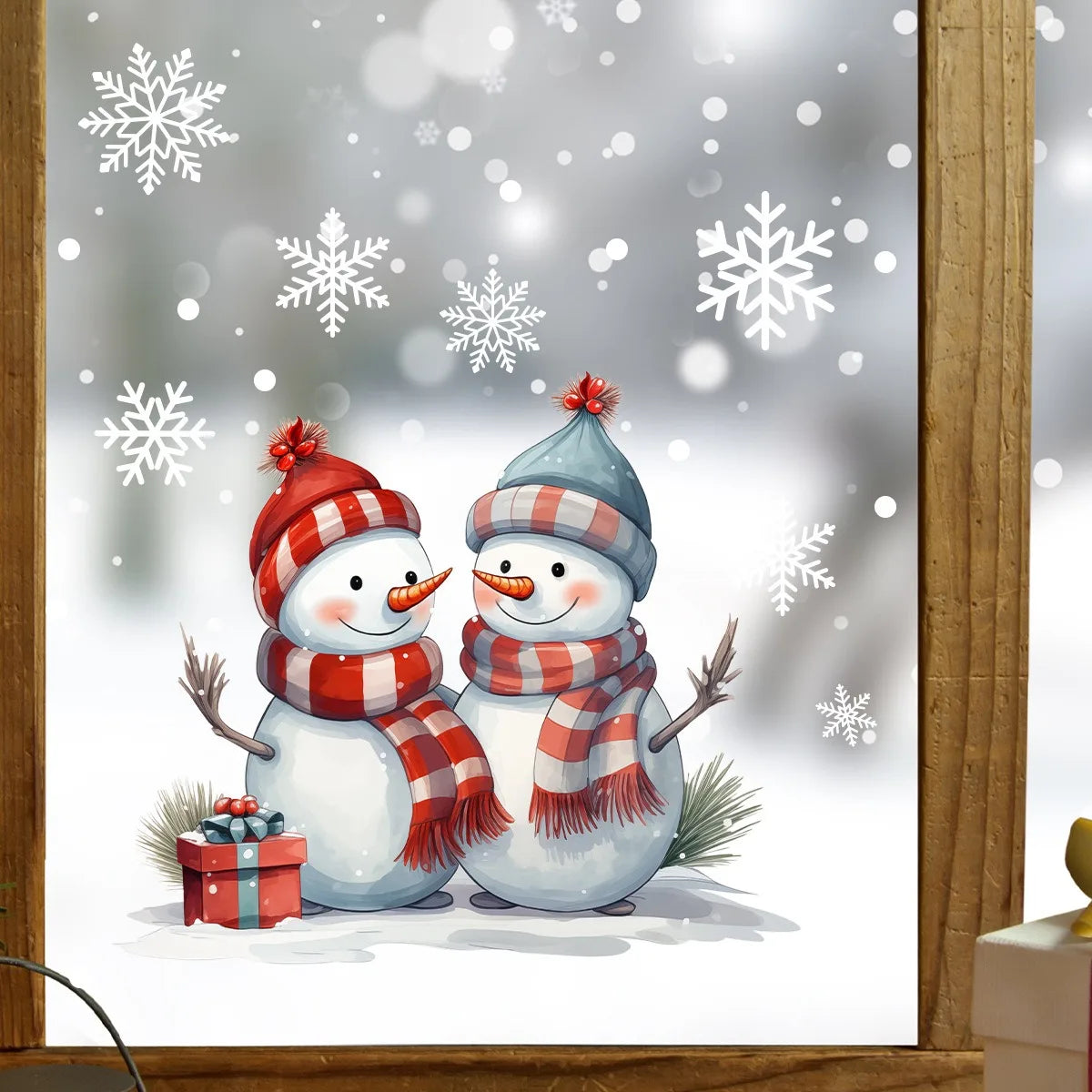 Christmas Snowman Window Sticker Xmas Cartoon